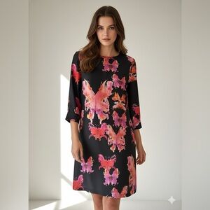 SEE BY CHLOE Silk Black Floral Dress | Size 10 |